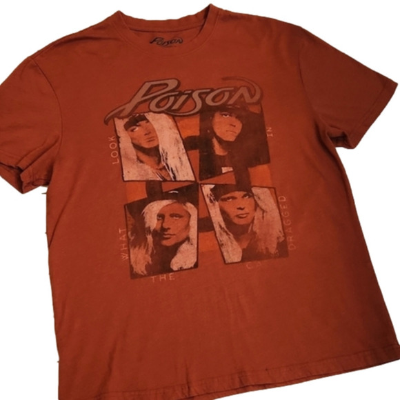 MENS Poison Look what the cat dragged in Rust graphic tee size Large. - Picture 1 of 14